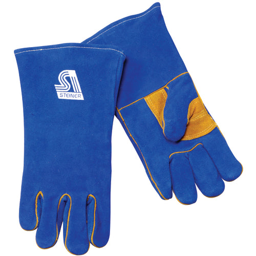 14″ Side Split Cow Hide Welding Gloves - Foam Lined Back - Brown - Industrial Tool & Supply