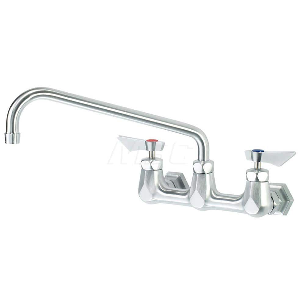 Industrial & Laundry Faucets; Type: Wall Mount Faucet; Style: Wall Mount; Design: Wall Mount; Handle Type: Lever; Spout Type: Swing Spout/Nozzle; Mounting Centers: 8; Spout Size: 12; Finish/Coating: Chrome Plated Satin; Type: Wall Mount Faucet