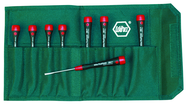 8 Piece - Precision Slotted Screwdriver Set - #26093 - Includes: .8 - 4.0mm PicoFinish - Canvas Pouch - Industrial Tool & Supply