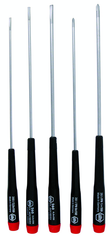 5 Piece - Precision Long Slotted & Phillips Screwdriver Set - #26192 - Includes: Slotted 2.5 - 4.0mm Phillips #0 - 1 - Industrial Tool & Supply