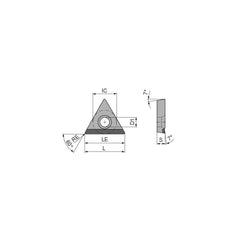 Turning Insert:  TCGT2155FNA4CB1,  Polycrystalline Diamond Uncoated Finish,  Neutral,  1/4″ Inscribed Circle,  0.0079″ Corner Radius,  60.0 &deg N/A Triangle,  Series  TCGT