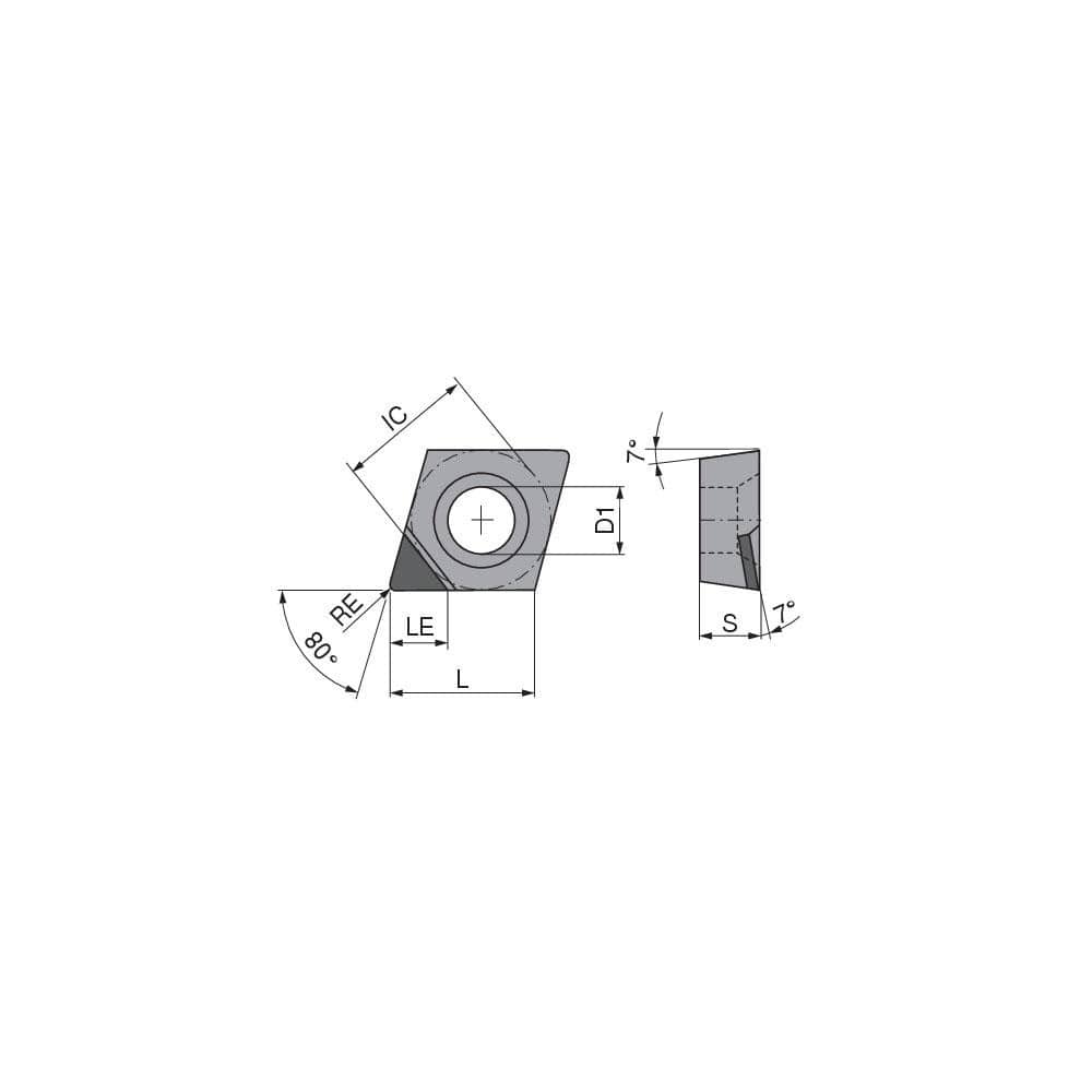 Turning Insert:  CCGT2155FNA3Q CTDPD20,  Polycrystalline Diamond Uncoated Finish,  Neutral,  1/4″ Inscribed Circle,  0.0079″ Corner Radius,  80.0 &deg N/A Diamond,  Series  CCGT