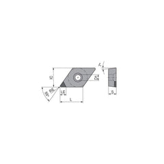 Turning Insert:  DCGW21.51FN_A4 CTBS10U,  Polycrystalline Cubic Boron Nitride Uncoated Finish,  Neutral,  1/4″ Inscribed Circle,  0.0157″ Corner Radius,  55.0 &deg N/A Diamond,  Series  DCGW