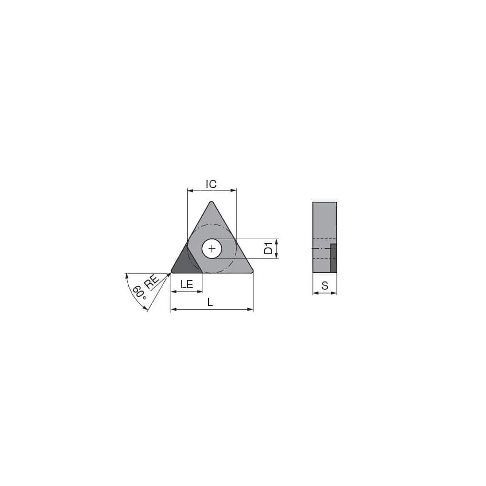 Turning Insert:  TNGA331FN_A4 CTBH40U,  Polycrystalline Cubic Boron Nitride TiN Finish,  Neutral,  0.0157″ Corner Radius,  60.0 &deg N/A Triangle,  Series  TNGA
