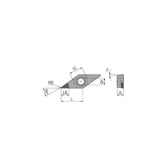 Turning Insert:  VCGW220.5FN_A5 CTDPD20,  Polycrystalline Diamond Uncoated Finish,  Neutral,  1/4″ Inscribed Circle,  0.0079″ Corner Radius,  35.0 &deg N/A Diamond,  Series  VCGW
