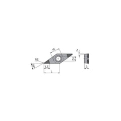 Turning Insert:  VCGW222SN009DB3,  Polycrystalline Cubic Boron Nitride TiN Finish,  Neutral,  1/4″ Inscribed Circle,  0.0315″ Corner Radius,  35.0 &deg N/A Diamond,  Series  VCGW