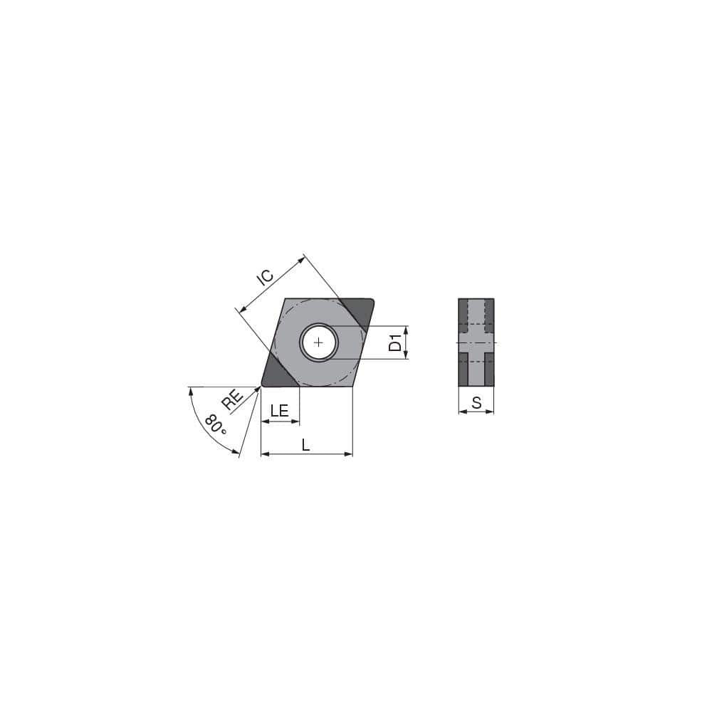 Turning Insert:  CNGA431SN014FL3,  Polycrystalline Cubic Boron Nitride TiN Finish,  Neutral,  1/2″ Inscribed Circle,  0.0157″ Corner Radius,  80.0 &deg N/A Diamond,  Series  CNGA