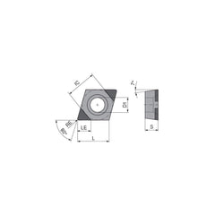 Turning Insert:  CCGW21.5.5ENB3 CTBS20C,  Polycrystalline Cubic Boron Nitride Uncoated Finish,  Neutral,  1/4″ Inscribed Circle,  0.0079″ Corner Radius,  80.0 &deg N/A Diamond,  Series  CCGW