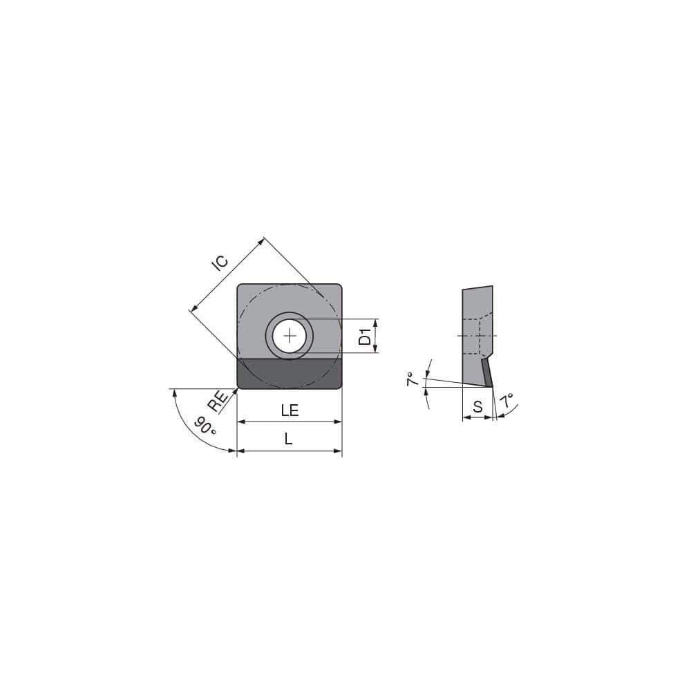 Turning Insert:  SCGT3251FNA4CB3,  Polycrystalline Diamond Uncoated Finish,  Neutral,  0.0157″ Corner Radius,  90.0 &deg N/A Square,  Series  SCGT