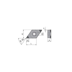 Turning Insert:  DCGW3252SN014DB3,  Polycrystalline Cubic Boron Nitride Uncoated Finish,  Neutral,  0.0315″ Corner Radius,  55.0 &deg N/A Diamond,  Series  DCGW