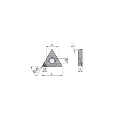 Turning Insert:  TCGW18155FNA4 CTBH40U,  Polycrystalline Cubic Boron Nitride TiN Finish,  Neutral,  0.0079″ Corner Radius,  60.0 &deg N/A Triangle,  Series  TCGW