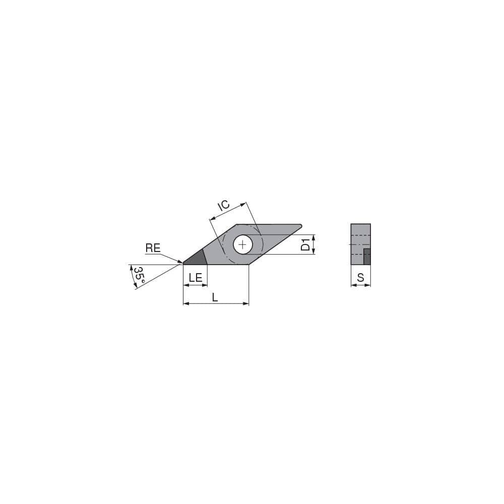 Turning Insert:  VNGA331FN_A5 CTBH40U,  Polycrystalline Cubic Boron Nitride TiN Finish,  Neutral,  0.0157″ Corner Radius,  35.0 &deg N/A Diamond,  Series  VNGA