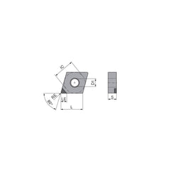 Turning Insert:  CNGA432TN012DA3,  Polycrystalline Cubic Boron Nitride TiCN Finish,  Neutral,  1/2″ Inscribed Circle,  0.0315″ Corner Radius,  80.0 &deg N/A Diamond,  Series  CNGA