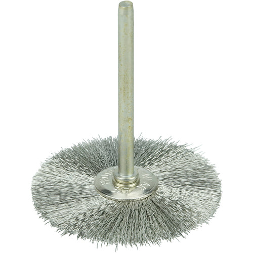 1-1/2″ Miniature Wire Wheel, .005″ Stainless Steel Fill, 1/8″ Stem - Industrial Tool & Supply