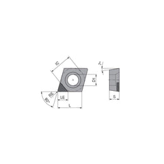 Turning Insert:  CCGW2152TN012EA3,  Polycrystalline Cubic Boron Nitride TiN Finish,  Neutral,  1/4″ Inscribed Circle,  0.0315″ Corner Radius,  80.0 &deg N/A Diamond,  Series  CCGW