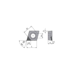 Turning Insert:  CCGT32.5.5FNA3 CTBS10U,  Polycrystalline Cubic Boron Nitride Uncoated Finish,  Neutral,  0.0079″ Corner Radius,  80.0 &deg N/A Diamond,  Series  CCGT