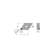 Turning Insert:  DNGA441TN012EA4,  Polycrystalline Cubic Boron Nitride TiN Finish,  Neutral,  1/2″ Inscribed Circle,  0.0157″ Corner Radius,  55.0 &deg N/A Diamond,  Series  DNGA