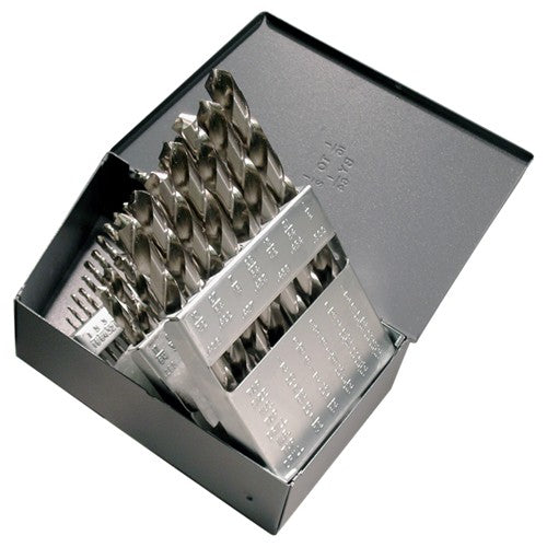 ‎1/16-1/2 RHS / RHC HSS 118 Degree Radial Point General Purpose Jobber Lengh Drill Set - Bright