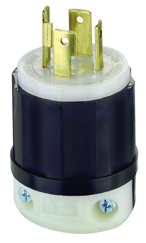 30 Amp; 125/250 Volt; NEMA L14-30P; 3P; 4W; Locking Plug; Industrial Grade; Grounding - Black-White - Industrial Tool & Supply