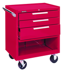 3-Drawer Roller Cabinet w/ball bearing Dwr slides - 35'' x 18'' x 27'' Red - Industrial Tool & Supply