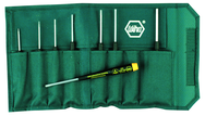 8 Piece - .050; 1/16; 5/64; 3/32; 7/64; 1/8; 9/64; 5/32" - Precision ESD Safe Hex Inch Screwdriver Set in Canvas Pouch - Industrial Tool & Supply