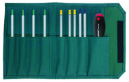 10 Piece - Drive-Loc VI Interchangeable Set - #28199 - Includes: Torx® T6 x T8; T7 x T9; T10 x T15; T20 x T25; Slotted 4.0; 6.0; Phillips #1 #2; Hex 3/32 x 7/64; 1/8 x 9/64; 5/32 x 3/16 - Canvas Pouch - Industrial Tool & Supply