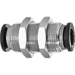 Value Collection - 1/2" OD, Nylon Push-to-Connect Bulkhead Union - 150 Max psi, Black - Industrial Tool & Supply