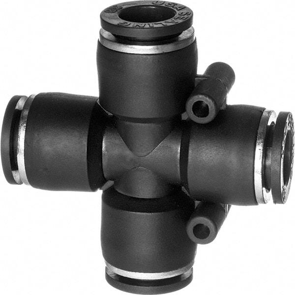 Value Collection - 3/8" OD, Nylon Push-to-Connect Union Cross - 150 Max psi, Black - Industrial Tool & Supply