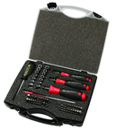 59 Piece - Torque Control - #28589 - Includes: Torque handle 10-50 Inch/Lbs; 5-10 Inch/Lbs and 15-80 Inch lbs. Hex; Torx®; Phillips; Slotted; Pozi Bits and Sockets in Storage Case - Industrial Tool & Supply