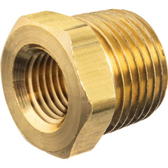 USA Sealing - Brass & Chrome Pipe Fittings; Type: Hex Bushing ; Fitting Size: 1-1/4 x 1/4 ; End Connections: MNPT x FNPT ; Material: Brass ; Pressure Rating (psi): 125 ; Finish/Coating: Uncoated - Exact Industrial Supply