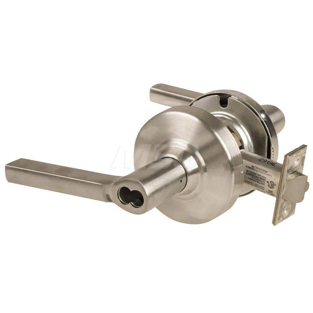 Lever Locksets; Type: Cylindrical Lock; Key Type: Keyless; Strike Type: Curved Lip Strike; Finish/Coating: Satin Nickel; Material: Metal; Material: Metal; Door Thickness: 1.75 in; Backset: 2.75 in; Cylinder Type: No Keyway; Minimum Order Quantity: Metal;