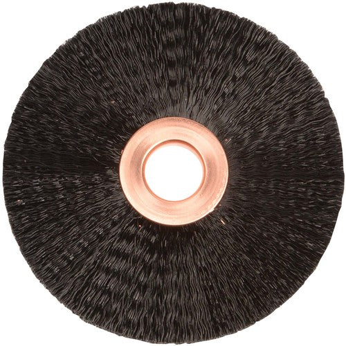 3″ Small Diameter Nylon Wheel, .010″ Crimped Black Fill, 1/2″ Arbor Hole - Industrial Tool & Supply