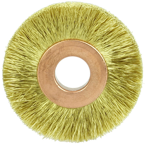 1 1/2″ × 3/8″-0.005″ Wire Size - Brass Non-Sparking Wire Wheel - Industrial Tool & Supply