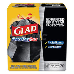 Household Trash Bag: 30 gal, 1.05 mil, Pack of (70) 30″ Wide, 32″ High, Plastic, Black