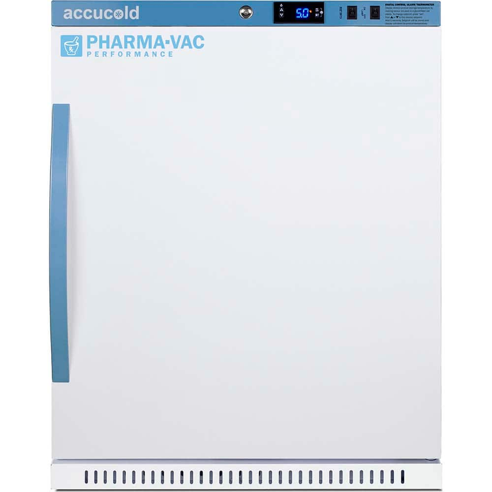 Accucold - Laboratory Refrigerators and Freezers; Type: Pharmacy, Medical-Laboratory Refrigerator ; Volume Capacity: 6 Cu. Ft. ; Minimum Temperature (C): 2.00 ; Maximum Temperature (C): 8.00 ; Width (Inch): 23.38 ; Depth (Inch): 24.38 - Exact Industrial Supply