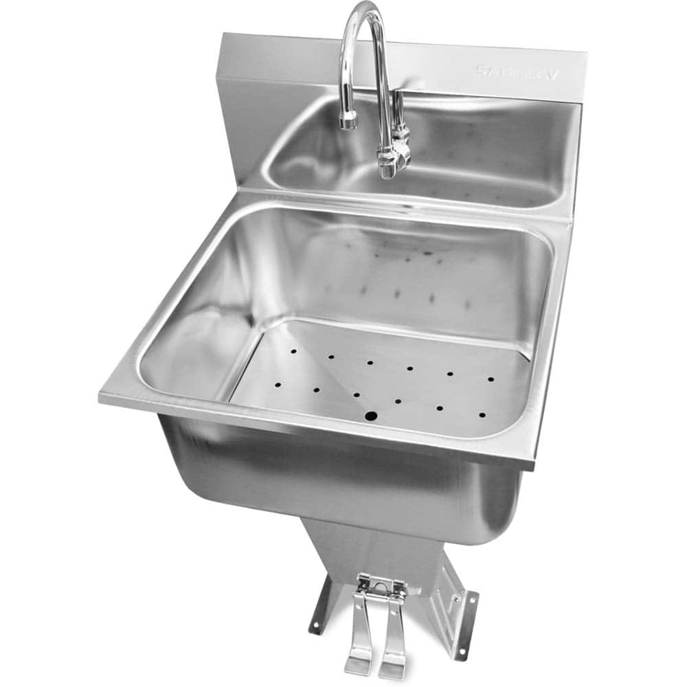 SANI-LAV - Sinks; Type: Hands-Free Floor Mounted Wash Sink ; Outside Length: 21 (Inch); Outside Width: 20 (Inch); Outside Height: 41-1/2 (Inch); Inside Length: 19 (Inch); Inside Width: 16 (Inch) - Exact Industrial Supply