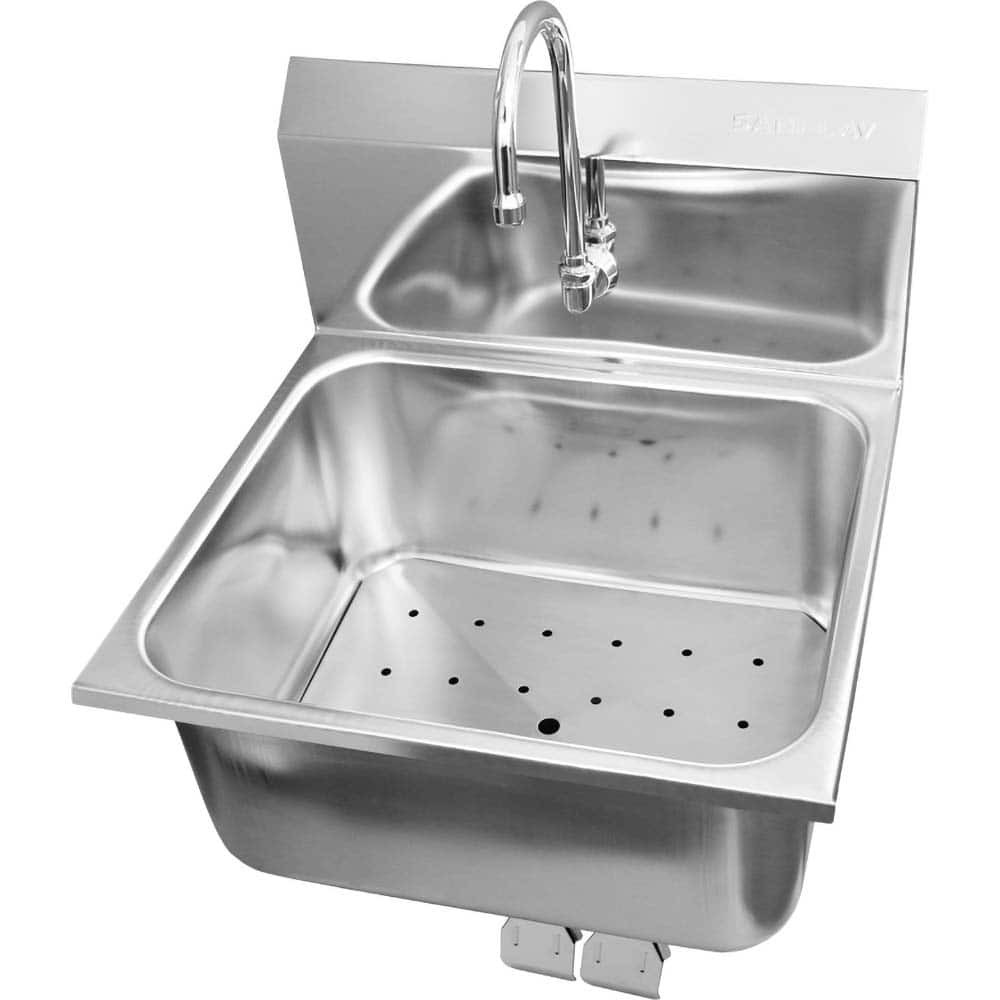 SANI-LAV - Sinks; Type: Hands-Free Wall Mounted Meat Wash Sink ; Outside Length: 21 (Inch); Outside Width: 20 (Inch); Outside Height: 19-1/2 (Inch); Inside Length: 19 (Inch); Inside Width: 16 (Inch) - Exact Industrial Supply