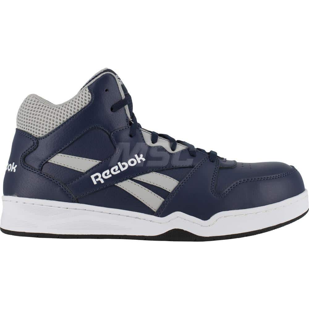 Work Boot: Size 11.5, Leather, Composite Toe Navy, Wide Width, Non-Slip Sole