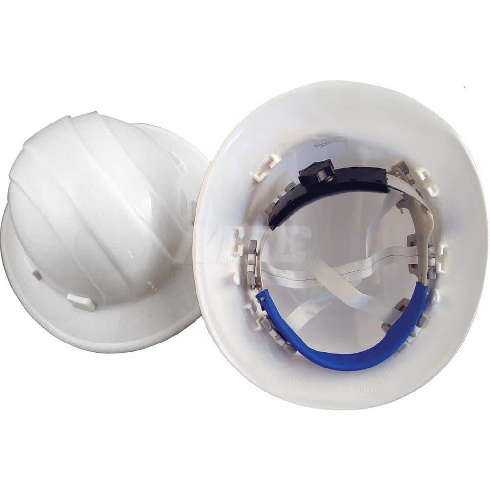 Hard Hat: Construction, Full Brim, Class C, E & G, 6-Point Suspension White, Polyethylene