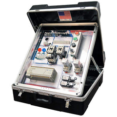 Motion Control & Power Transmission Training Systems; Type: PLC; Includes: Durable Flight Case; 2x Industrial Pushbutton Switches with 2x Sets of NO & NC Contacts; 1x Alarm Buzzer; 1x IEC Contactor; Instructor's Guidebook; 3x Lights (Red, Blue & Green); P