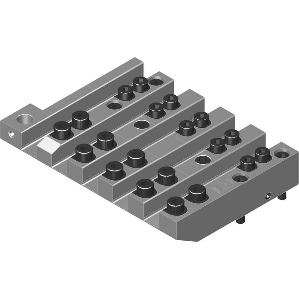 Swiss Gang Plates; Machine Compatibility: STAR; For Use With: STAR SR10J; Number of Stations: 5; Quick Change: Yes; Material: Alloy Steel; Station Size: 5x12mm; Additional Information: Only ARNO split-shank  ™FAST CHANGE ™ tool holders and fixed stops (wi