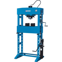 Shop Presses; Power Type: Hydraulic; Frame Type: H-Frame Movable Table; Pressure: 55; Stroke: 6.3000; Minimum Ram To Table: 6.10 in; Ram Return Operation: Release Valve; Cylinder Type: Single Acting; Hydraulic Oil Included: No; Overall Height: 84 in; Over