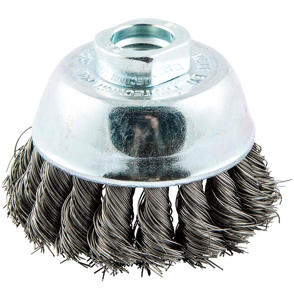 Norton - 2-3/4" Diam 5/8-11 Threaded Arbor Carbon Steel Fill Cup Brush - Industrial Tool & Supply