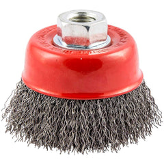 Norton - 3" Diam 5/8-11 Threaded Arbor Carbon Steel Fill Cup Brush - Industrial Tool & Supply