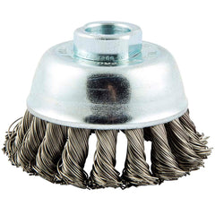 Norton - 3" Diam 5/8-11 Threaded Arbor Stainless Steel Fill Cup Brush - Industrial Tool & Supply