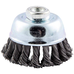 Norton - 3" Diam M10 Threaded Arbor Carbon Steel Fill Cup Brush - Industrial Tool & Supply