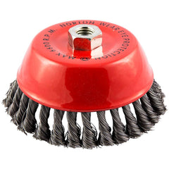Norton - 6" Diam 5/8-11 Threaded Arbor Carbon Steel Fill Cup Brush - Industrial Tool & Supply