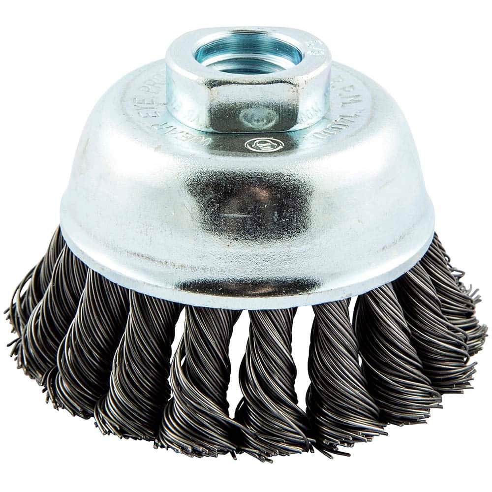 Norton - 3" Diam 5/8-11 Threaded Arbor Carbon Steel Fill Cup Brush - Industrial Tool & Supply
