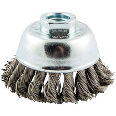 Norton - 2-3/4" Diam 5/8-11 Threaded Arbor Stainless Steel Fill Cup Brush - Industrial Tool & Supply