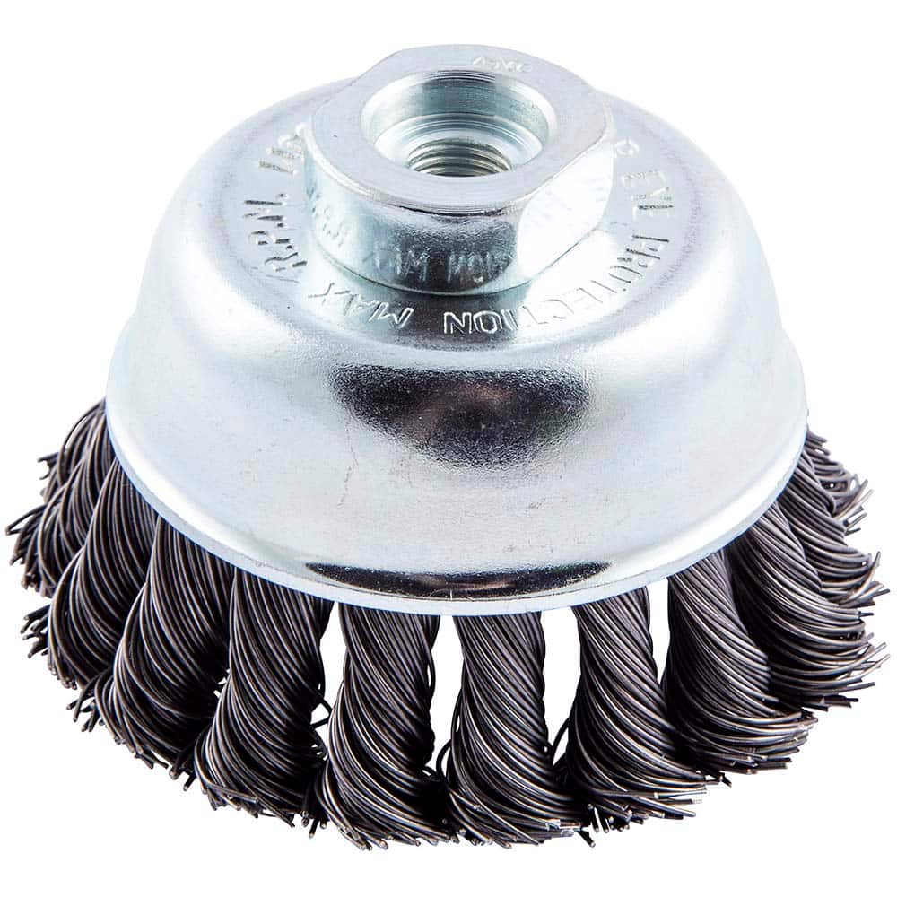 Norton - 2-3/4" Diam 3/8-24 Threaded Arbor Carbon Steel Fill Cup Brush - Industrial Tool & Supply